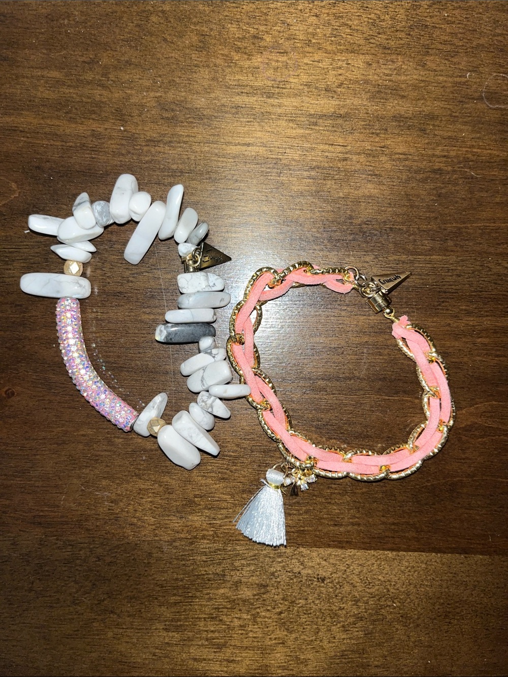 Fashion Bracelet Watch-Style Charm Set in White & Pink